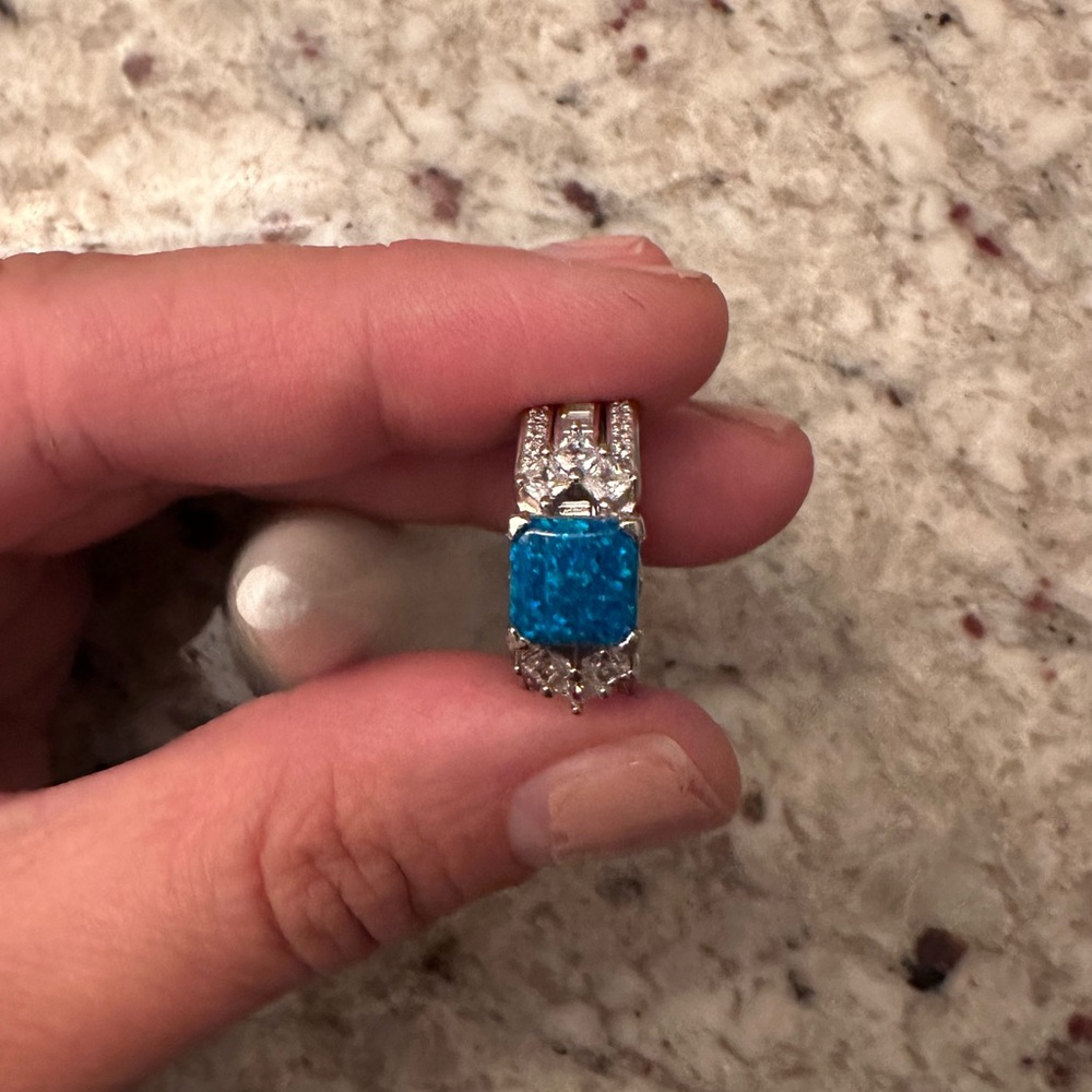 Bomb party sterling silver unicorn favorite Lab blue green fire opal RBP2160